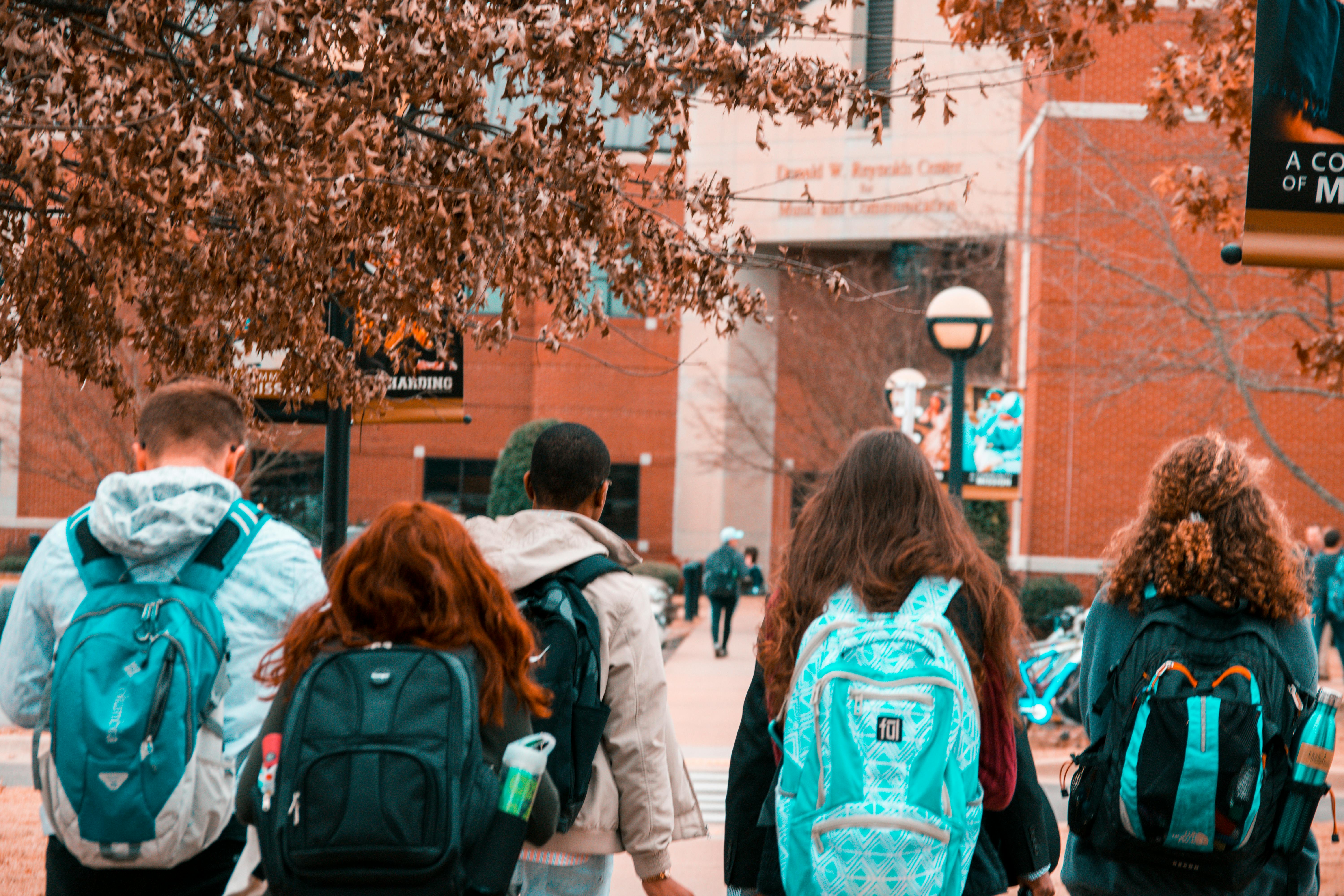 Students in front of housing